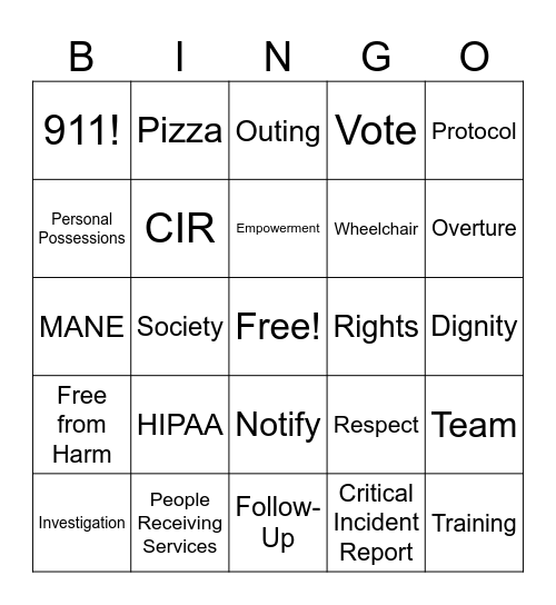 Overture In-Service BINGO! Bingo Card