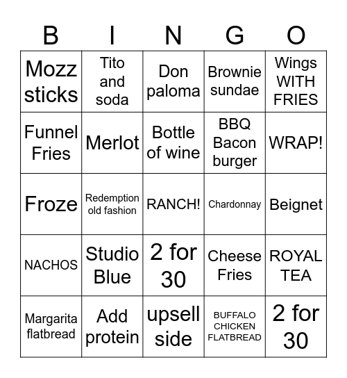 Friday Bingo Card