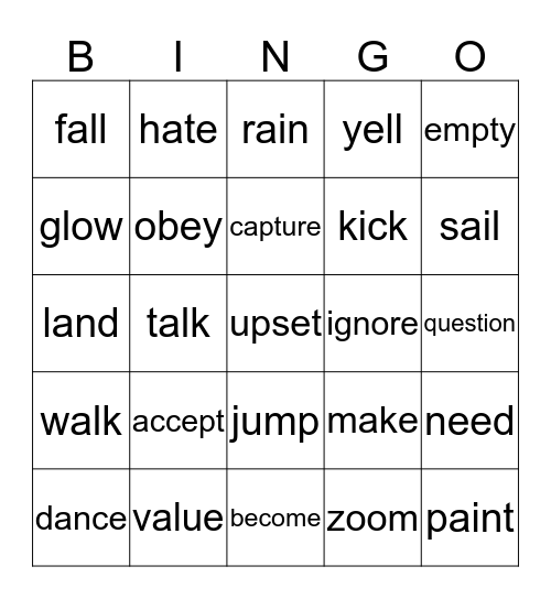 WORD BINGO!!! Bingo Card