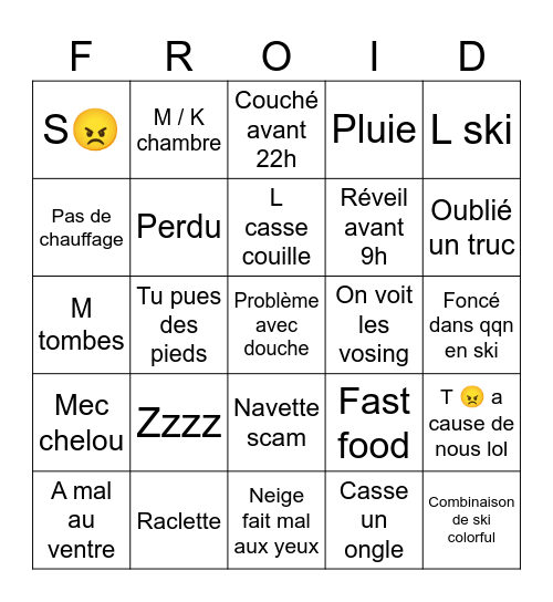 Y fai froi (skiiiiiiiii) Bingo Card