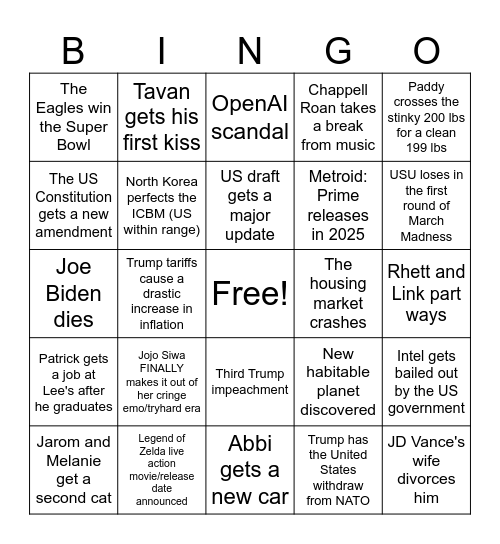 Abbi's Board Bingo Card