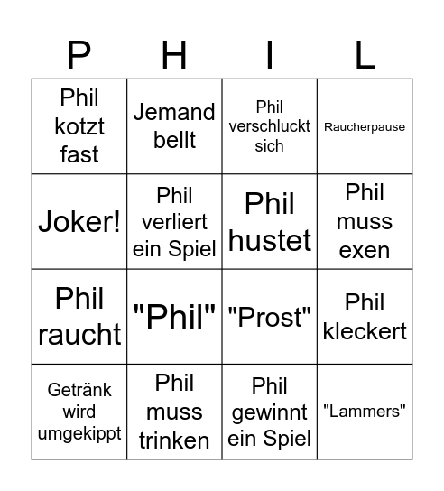 25er Geburtstag Bingo Card