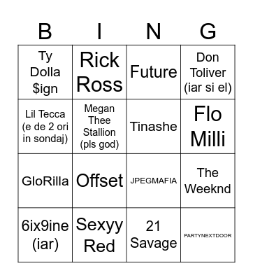 Beach please '25 artist predict Bingo Card