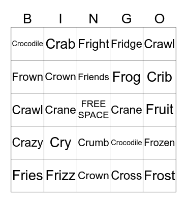 Articulation BINGO Card