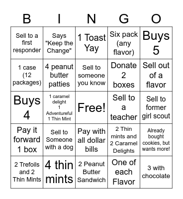 Cookie Bingo Card