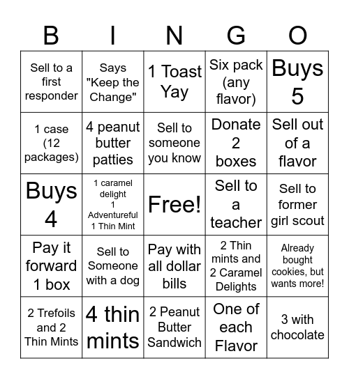 Cookie Bingo Card