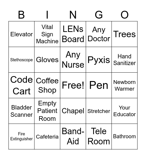 Orientation BINGO Card