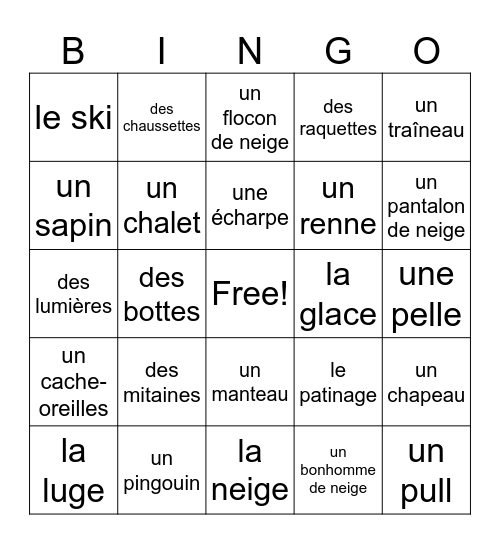 En hiver Bingo Card