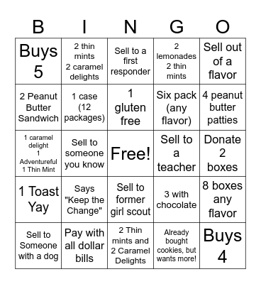 Cookie Bingo Card