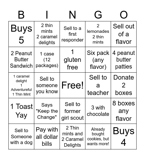 Cookie Bingo Card