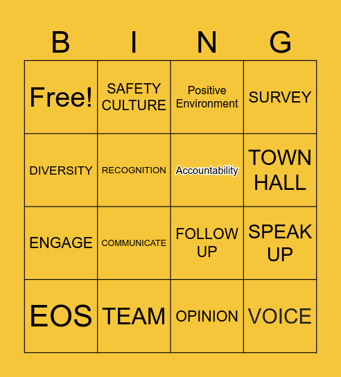 EOS COMMITTEE Bingo Card