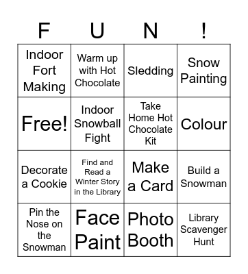 Fun, Frost and Family! Bingo Card