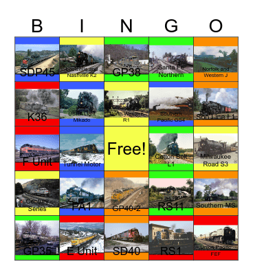 Mainline Tonnage, 1980-2005 Bingo Card
