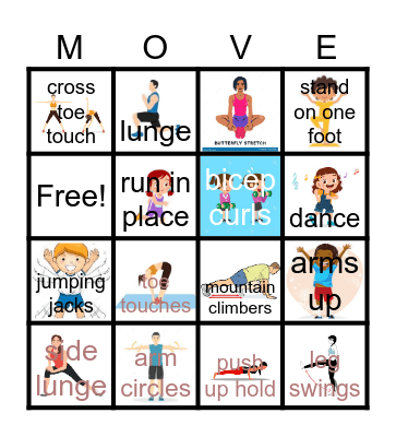 Fitness warm up bingo Card