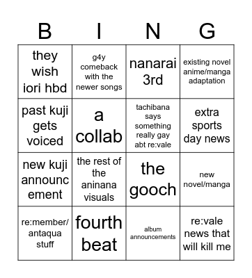 10 anni stream Bingo Card