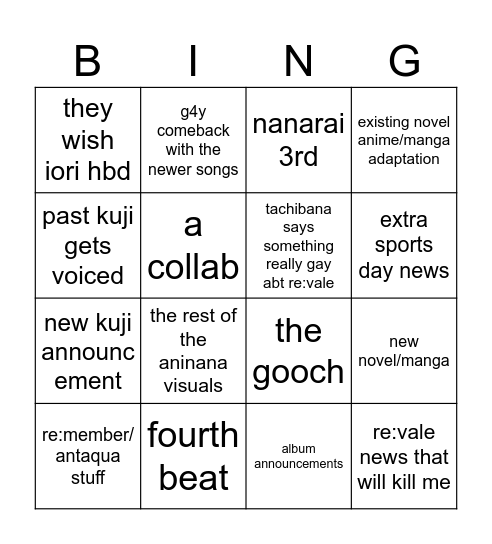 10 anni stream Bingo Card