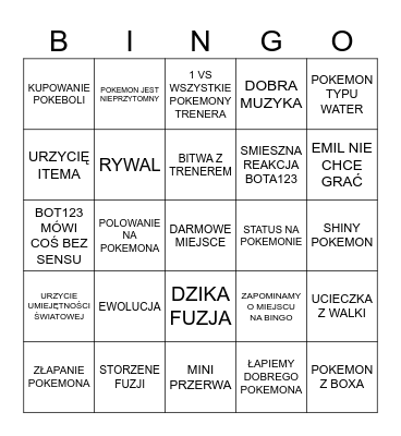 POKEMON INFINITE FUSION BINGO Card