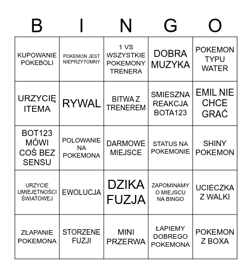 POKEMON INFINITE FUSION BINGO Card