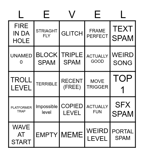 RECENT Bingo Card
