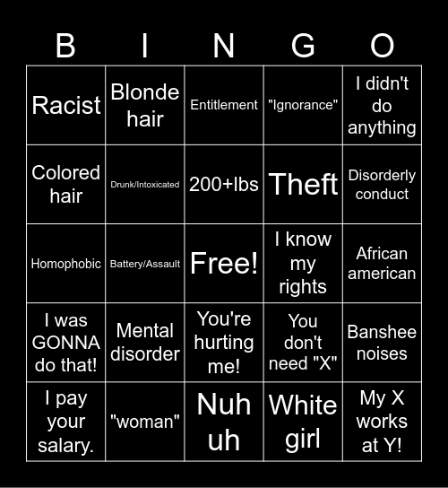 Karen Bingo Card