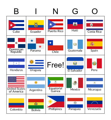 Flag Bingo Card