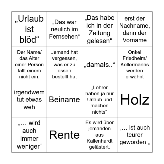 FAMILIENBINGO Card