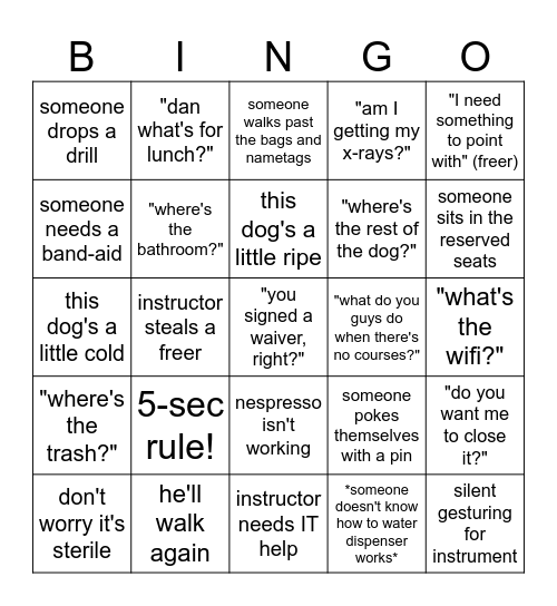 MEC Bingo Card