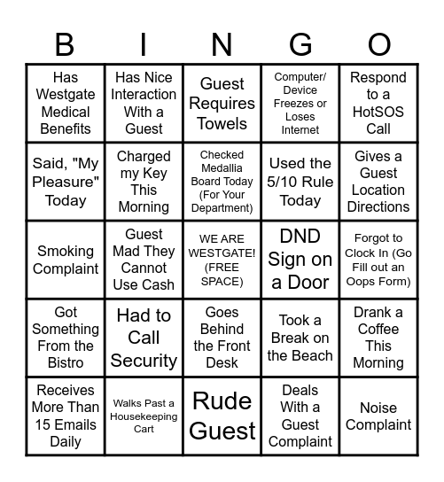 Work Day BINGO! Bingo Card