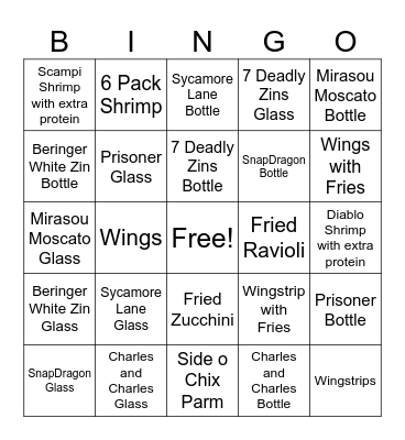 Bar Bingo! Bingo Card