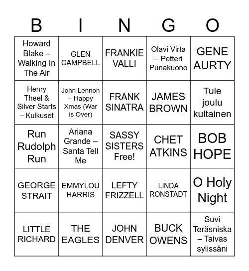 MUSIC! MUSIC! MUSIC! Bingo Card