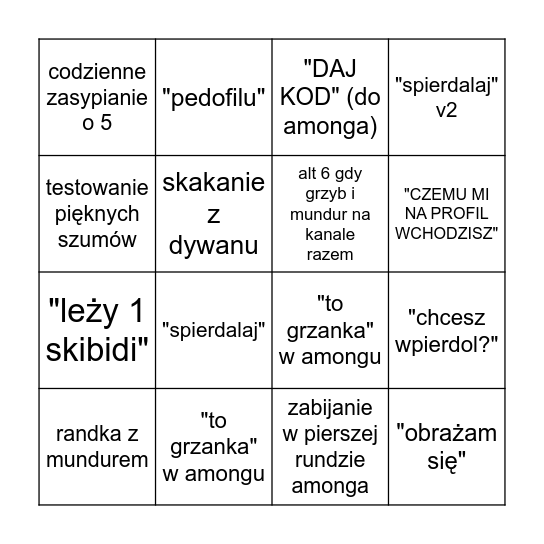 Grzyb bingo Card