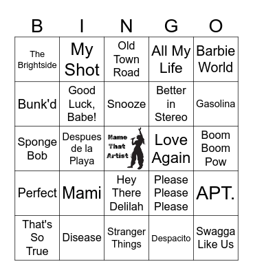 Name That Artist Bingo Card