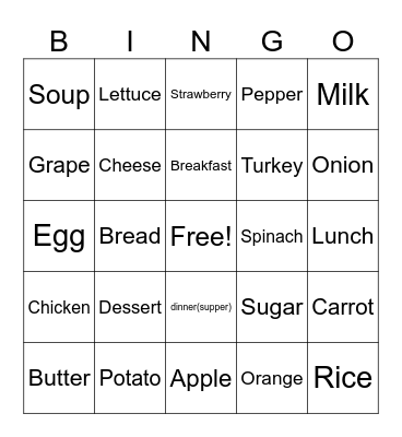 La Comida Bingo Card