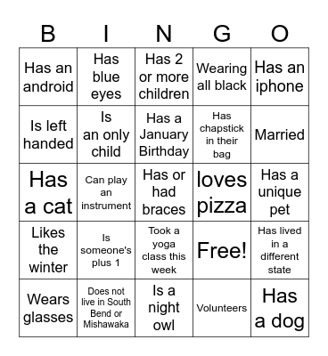 Ice-Ice Breaker! Bingo Card