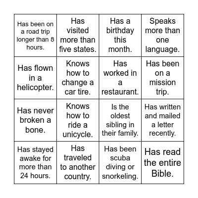 Revivalist Bingo Card
