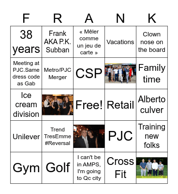 Retirement Bingo Card