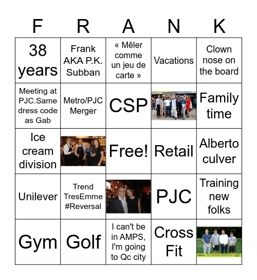 Retirement Bingo Card