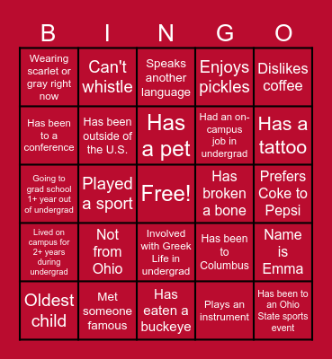 SPA Buddy Meet and Greet Bingo Card