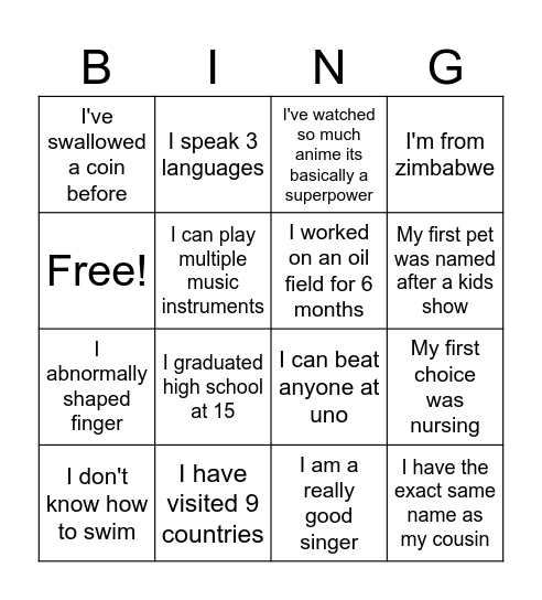 NSBE Winter Social Bingo Card