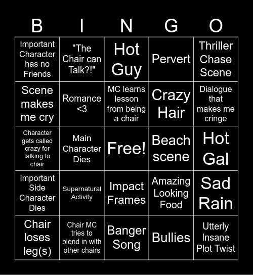 Suzume Bingo Card