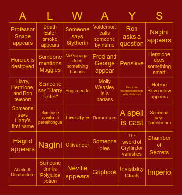 FROM MUGGLE TO MRS. Bingo Card