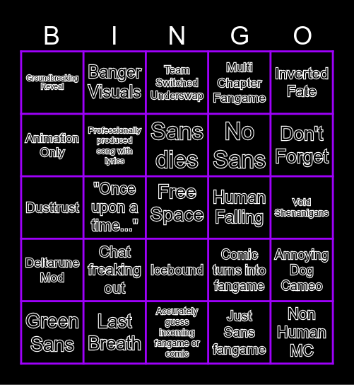 UNDEREVENT 2024 Bingo Card