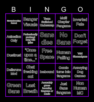 UNDEREVENT 2024 Bingo Card