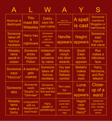 FROM MUGGLE TO MRS. Bingo Card