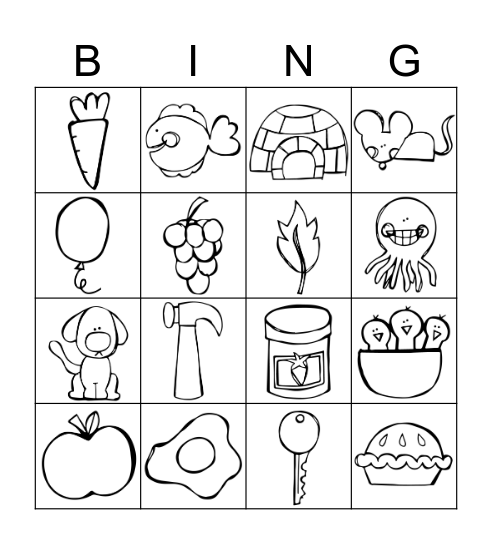 Pictures Bingo Card