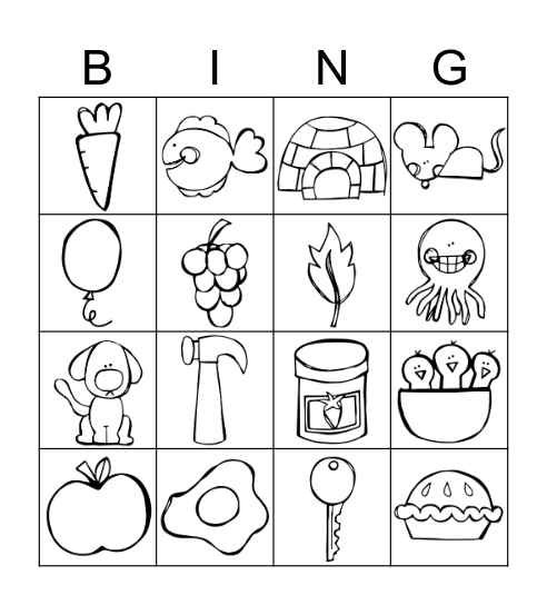 Pictures Bingo Card