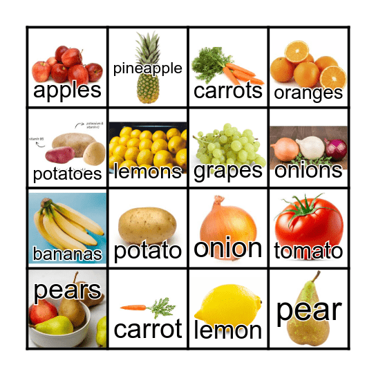 FFF Food 2.5 Bingo Card