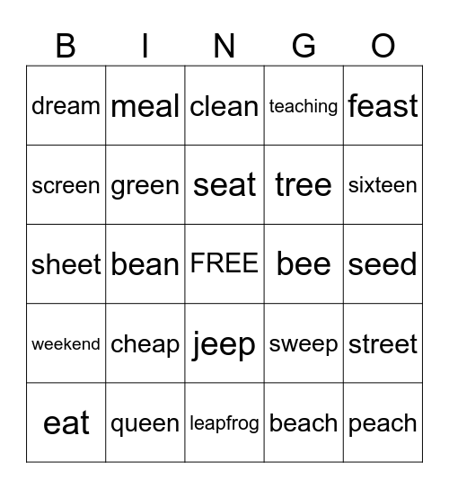 EA and EE Bingo Card