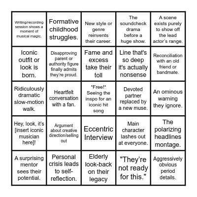 Musical BioPic BINGO Card