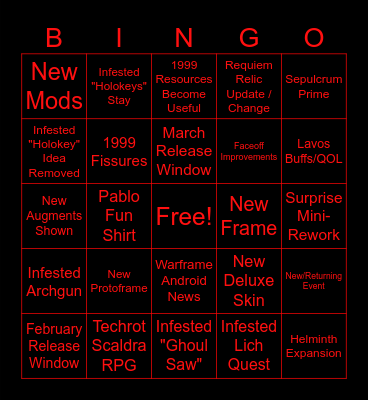Janauary 2025 Devstream Bingo Card